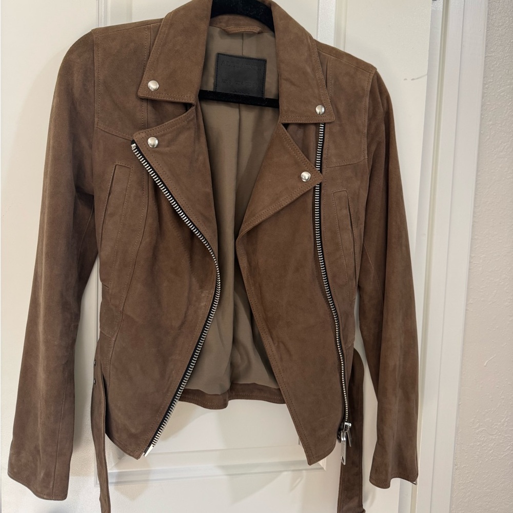 All Saints Brown Suede Leather Jacket